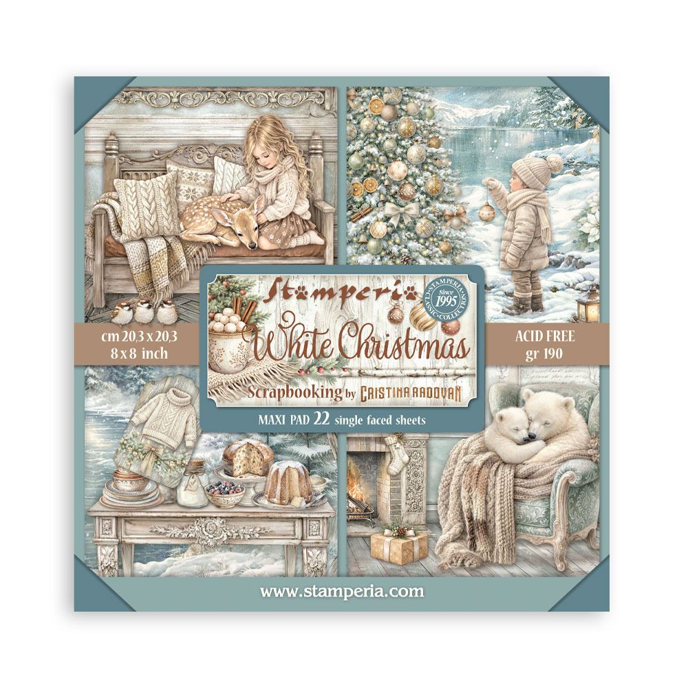 Stamperia - Papier 8x8 Maxi pad White Christmas