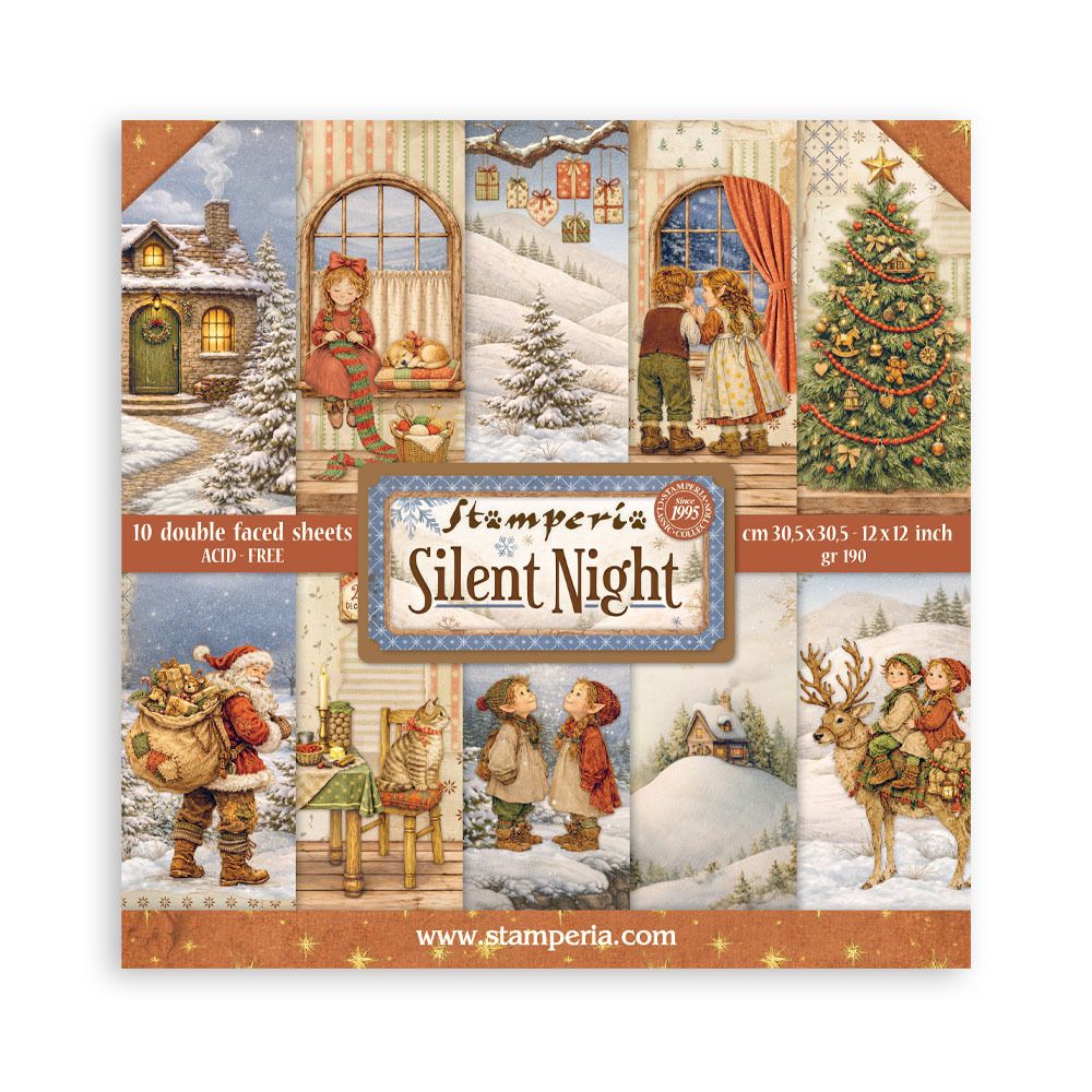 Stamperia - Papier 12" X 12" «Silent Night», 10 feuilles double- face