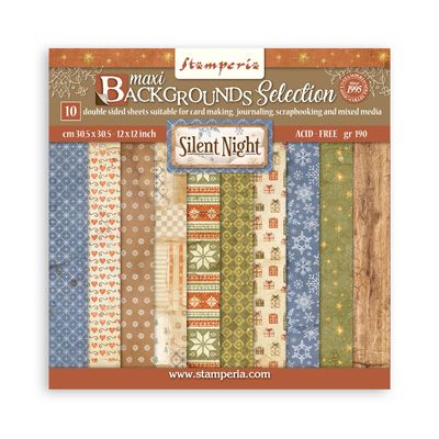 Stamperia - Papier 12x12 Backgrounds Silent Night, 10 Feuilles