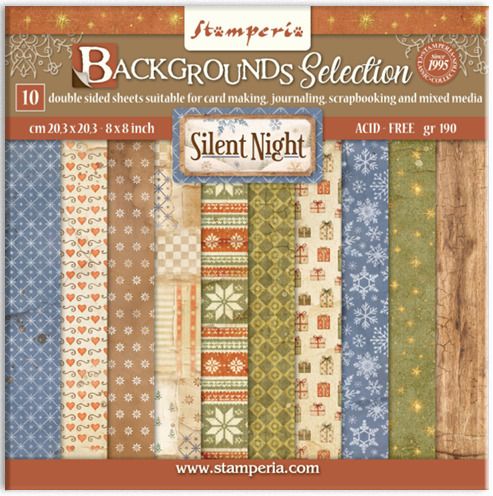 Stamperia - Papier 8 x 8 Backgrounds Silent Night, 10 Feuilles