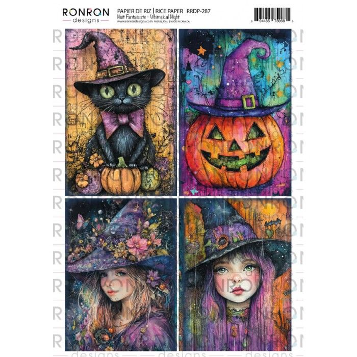 Ronron designs - Papier de riz Nuit Fantaisiste