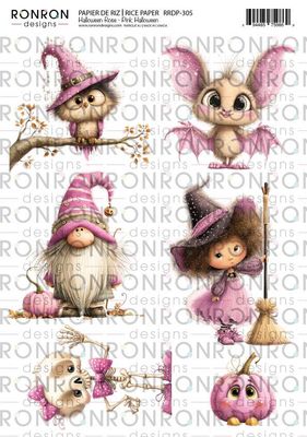Ronron designs - Papier de riz Halloween Rose
