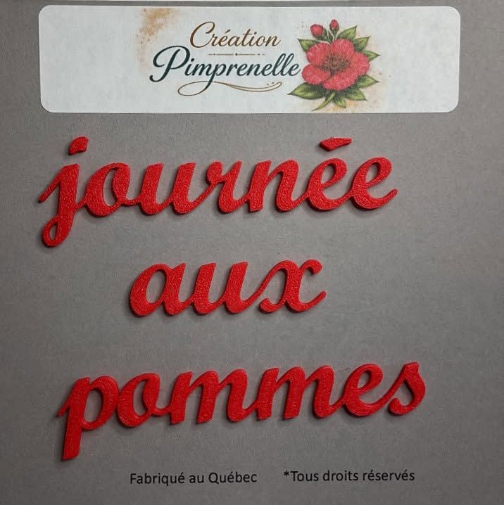 Création Pimprenelle - Mot en 3d,  Journée aux Pommes (Rouge)