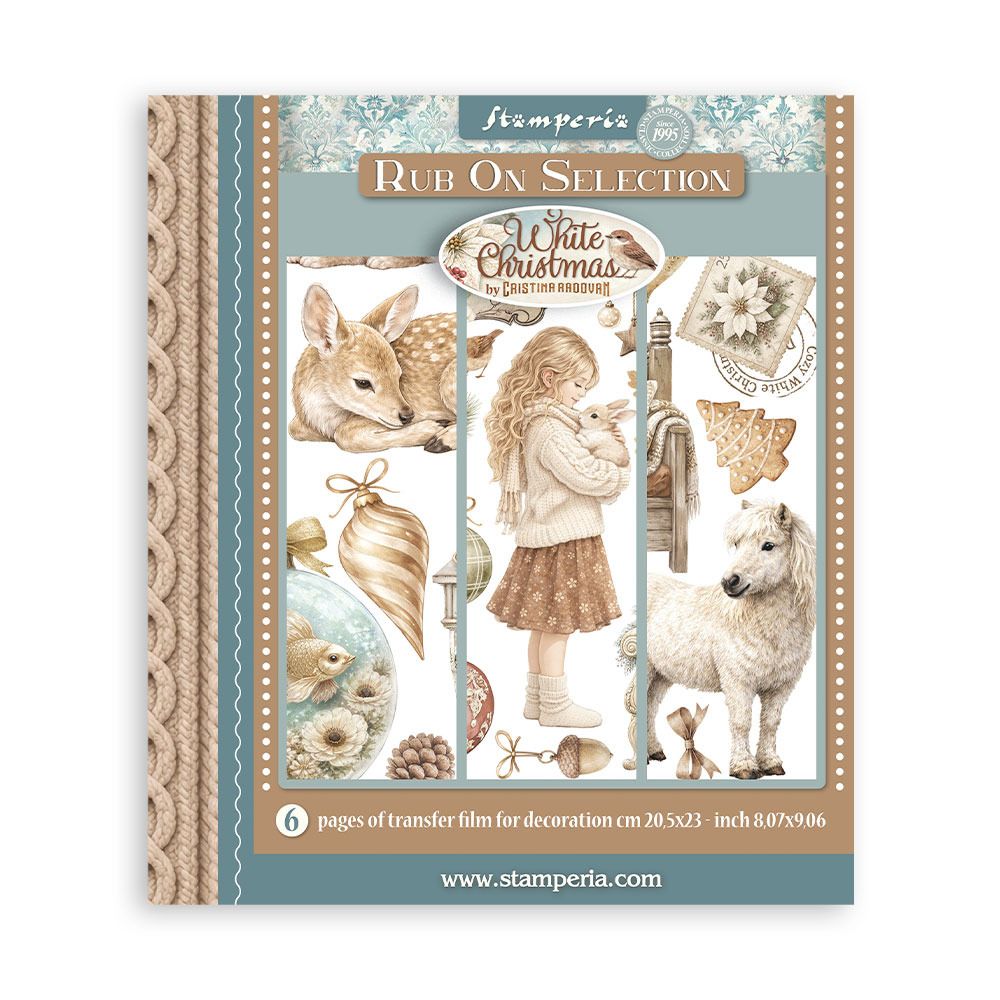Stamperia - Rub-On Kit Large White Christmas