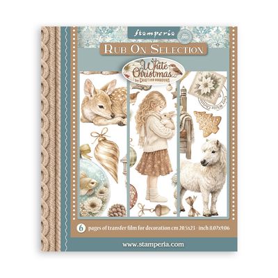 Stamperia - Rub-On Kit Large White Christmas