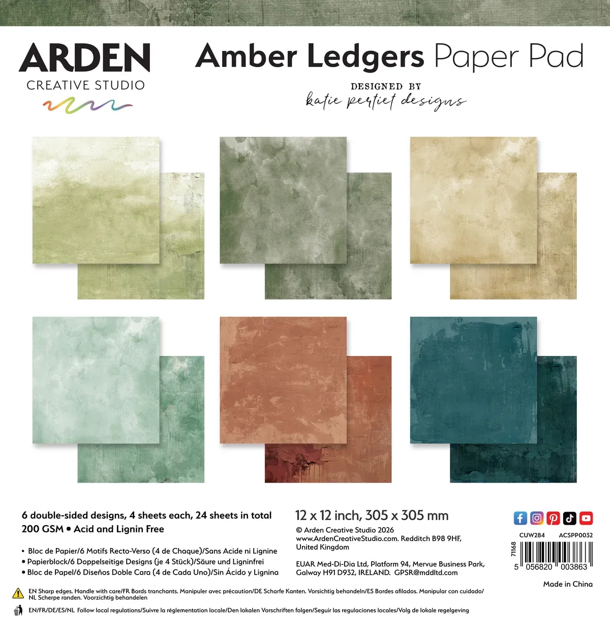 Arden creative studio - Papier 12x12 Solids Amber Ledger