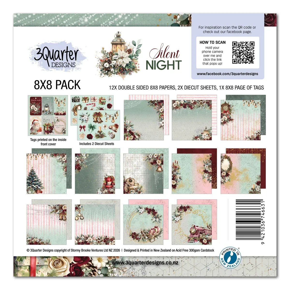 3 Quarter Designs - Papier 8x8 Silent Night