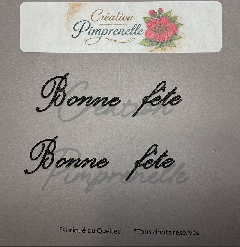 Création Pimprenelle - Mot en 3d, Bonne fête mini (Noir)