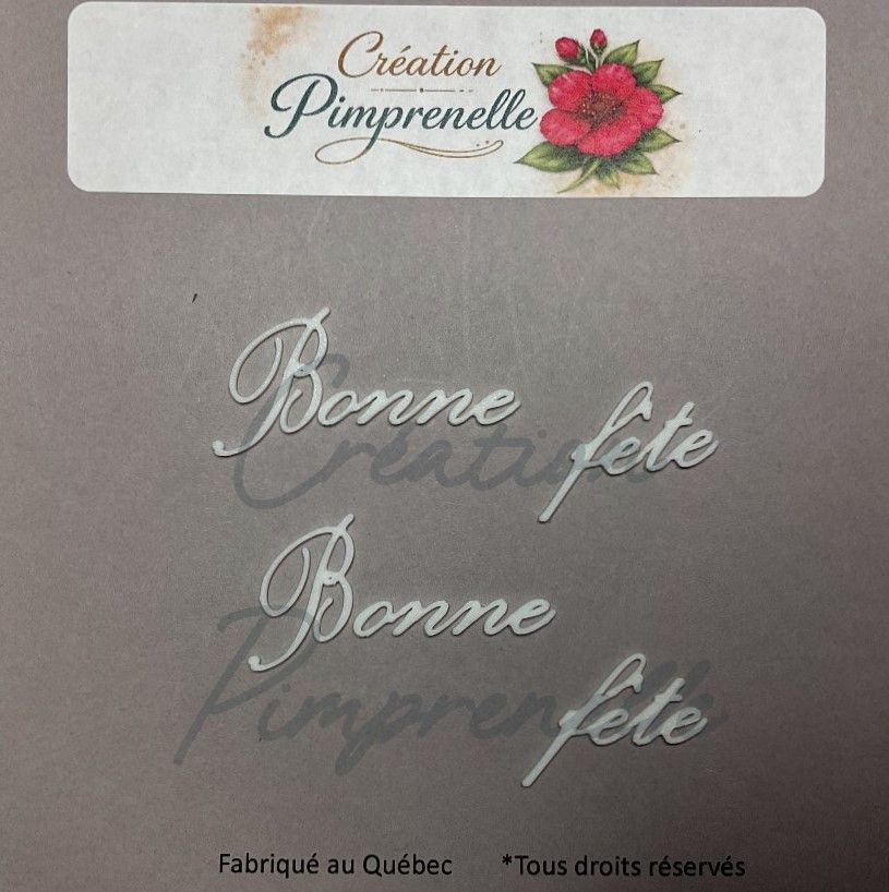 Création Pimprenelle - Mot en 3d, Bonne Fête mini (Blanc)