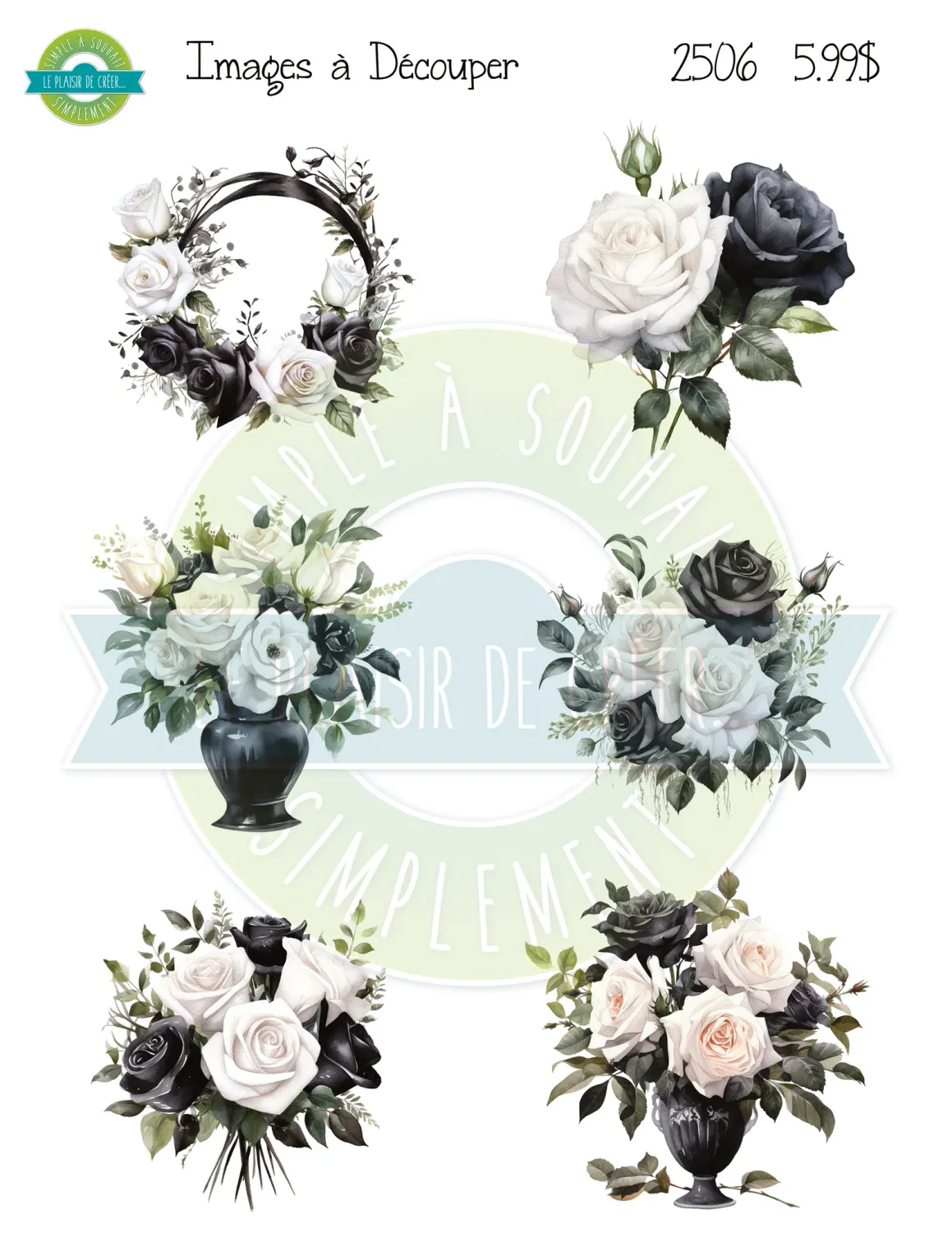 Simple à Souhait - Éphemèras à découper Rose noire et Blanche
