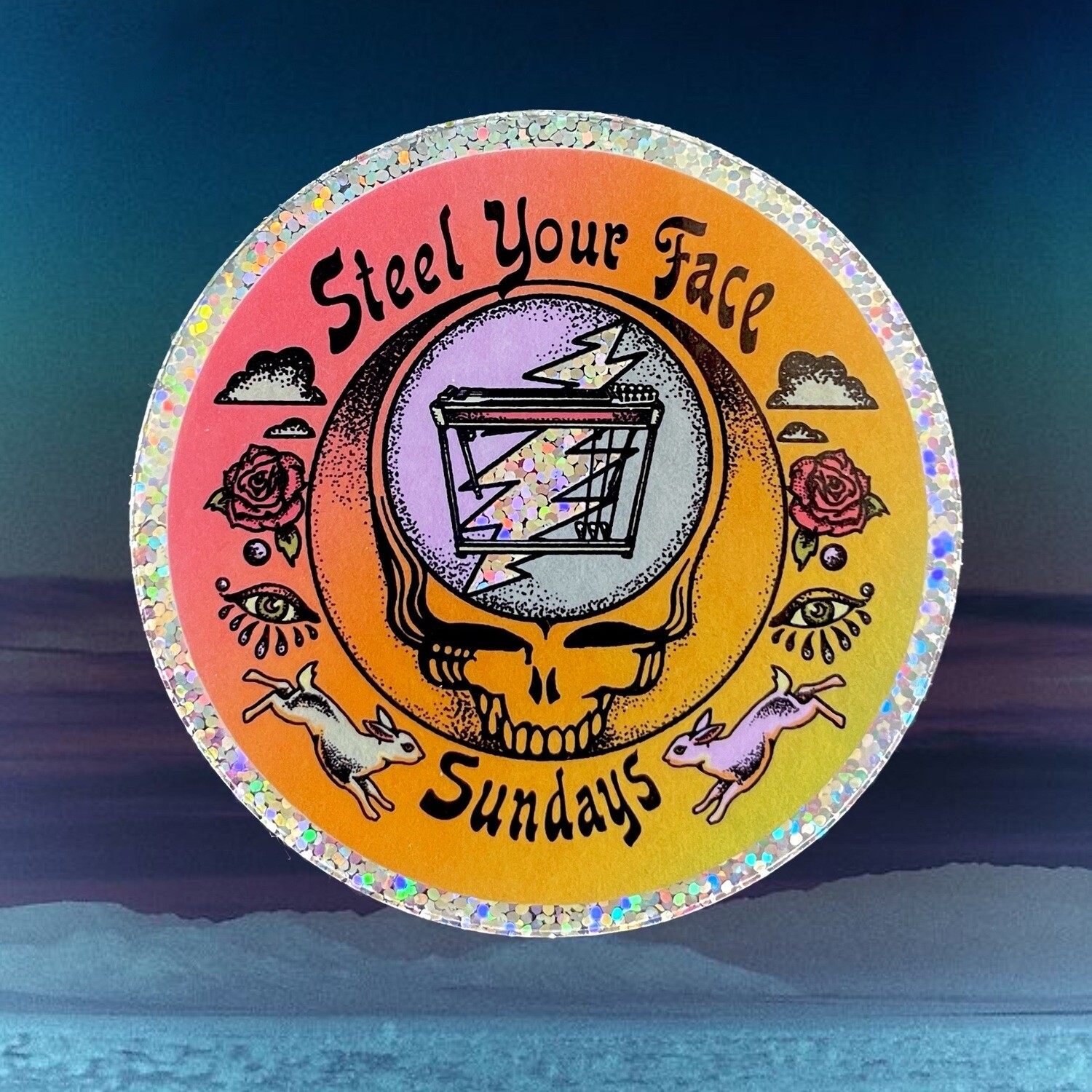 Steel Your Face Sundays Glitter Sticker