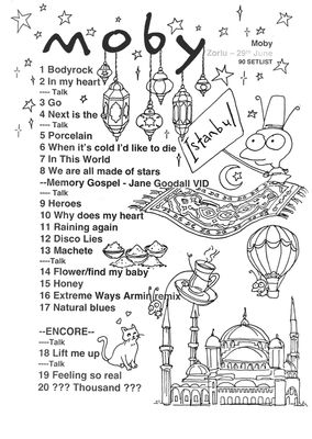 Moby Illustrated Set Lists 2026