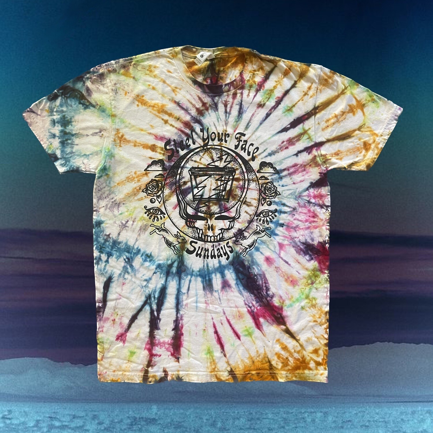 Pre-order! Steel Your Face Sundays Rainbow Tie Dye Tee