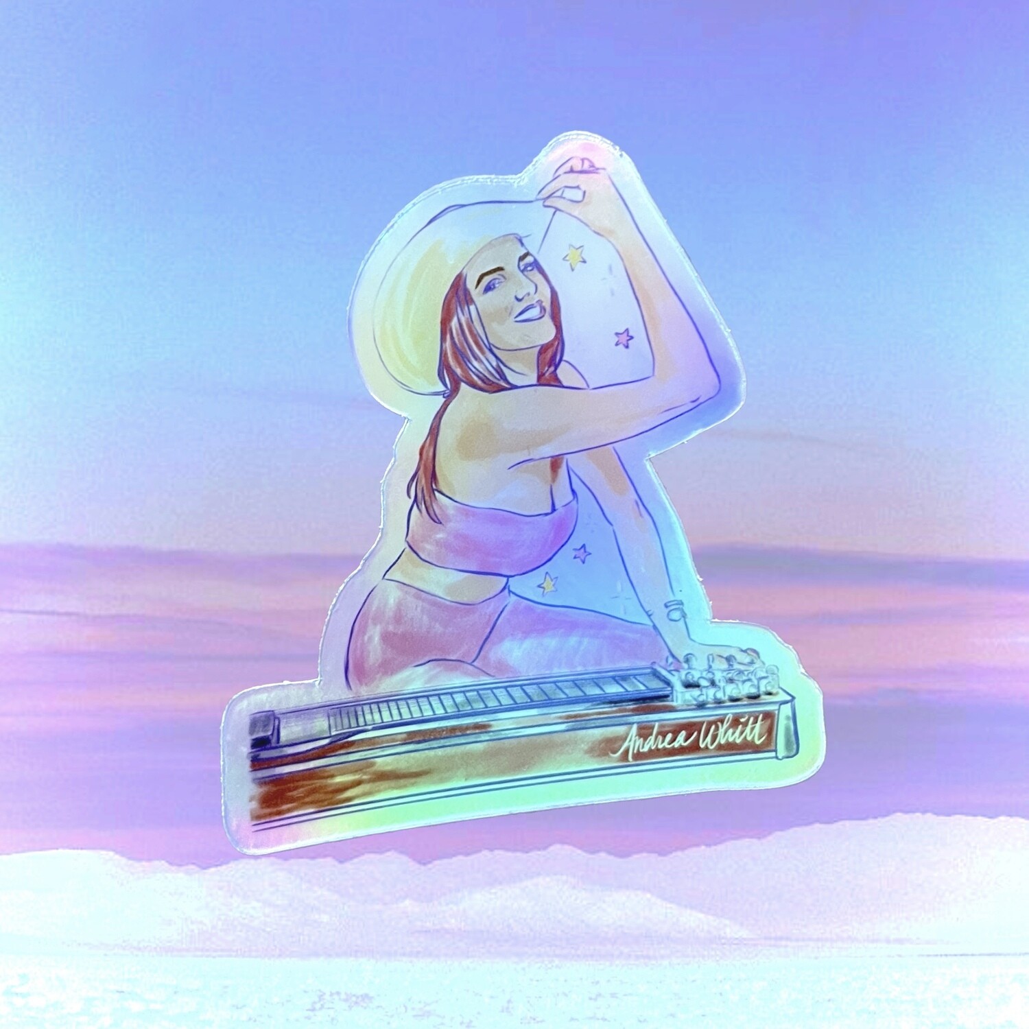 Holographic Andrea Whitt Pedal Steel Sticker