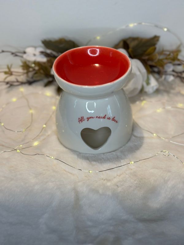 Brûle-parfum céramique blanc et rouge