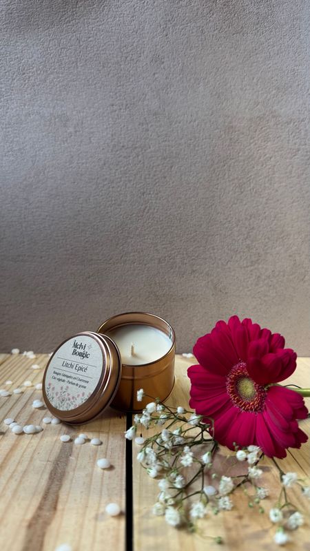 Petite bougie boîte metal Litchi épicé 70g