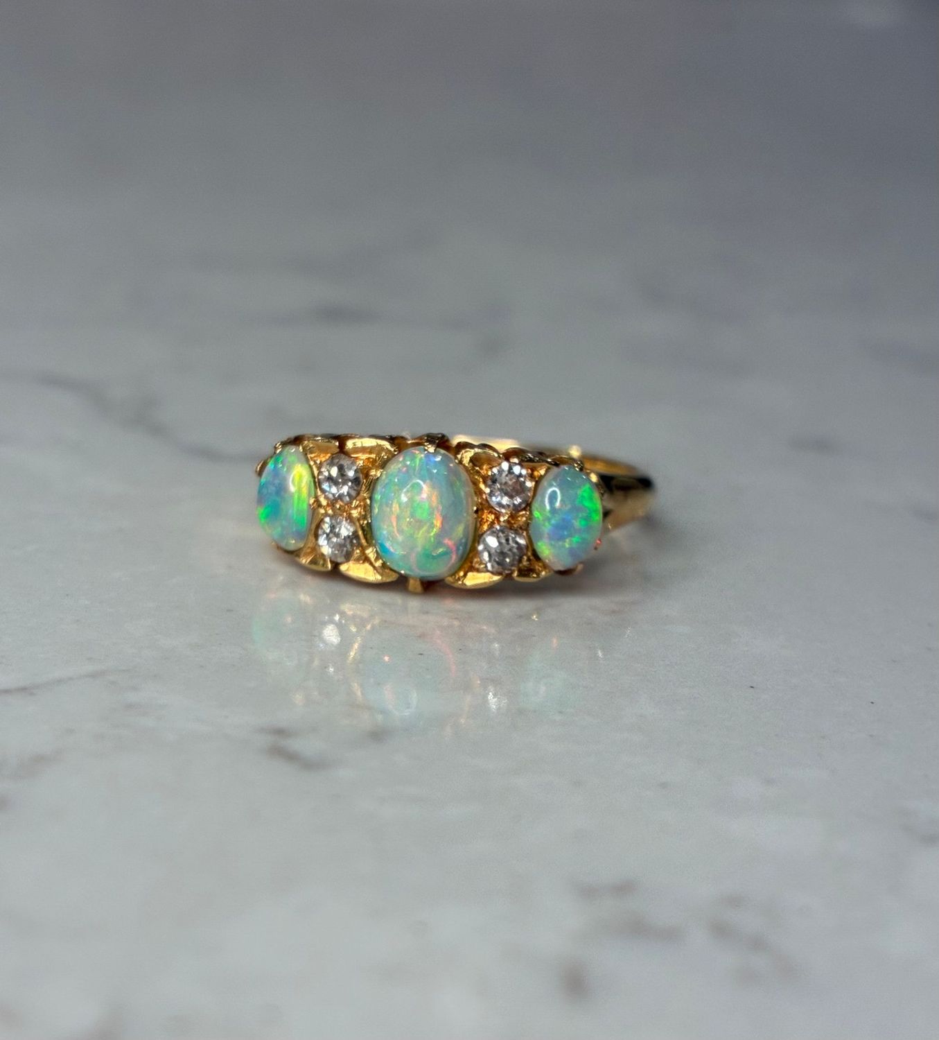 Victorian 18ct yellow gold opal and diamond ring Victorian 18ct yellow gold opal and diamond ring