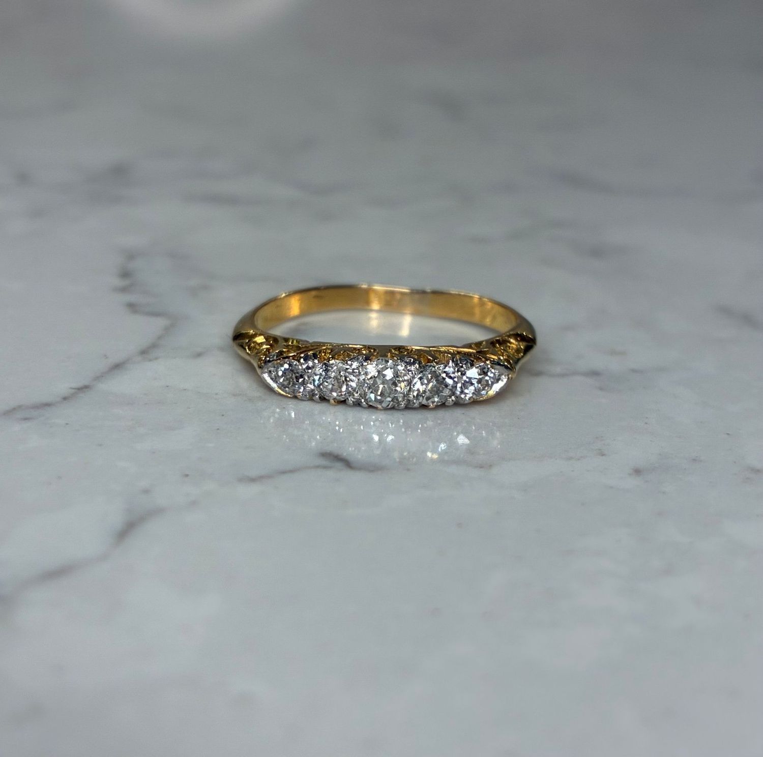 Art Deco 18ct yellow gold five-stone diamond ring