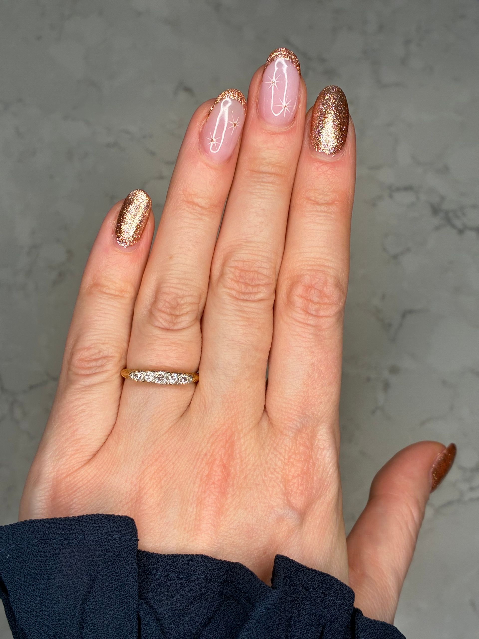 Art Deco 18ct yellow gold five-stone diamond ring