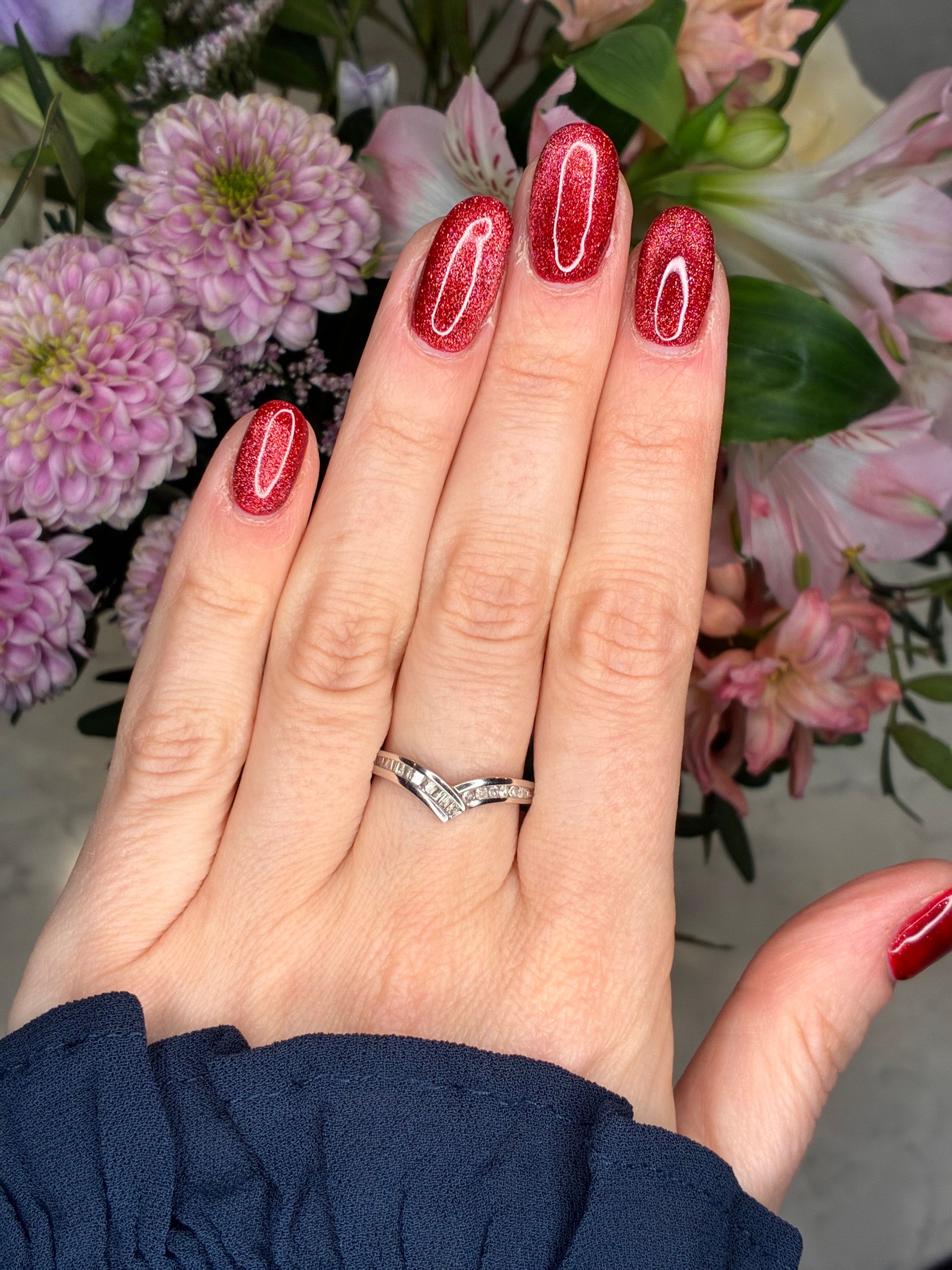 Vintage 9ct white gold chevron ring