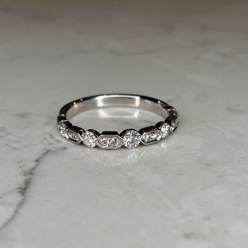 Vintage 18ct white gold half-eternity diamond ring
