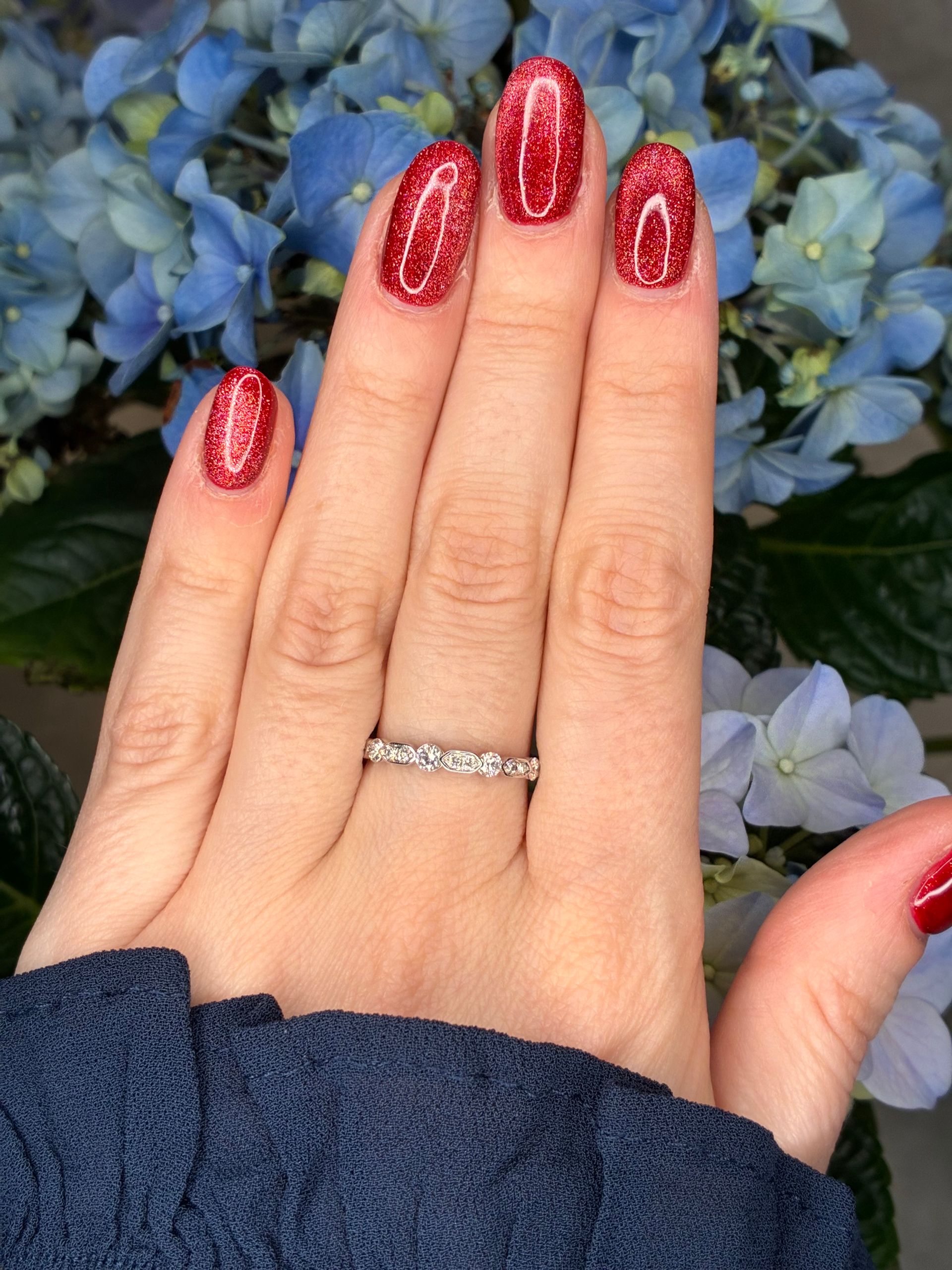 Vintage 18ct white gold half-eternity diamond ring