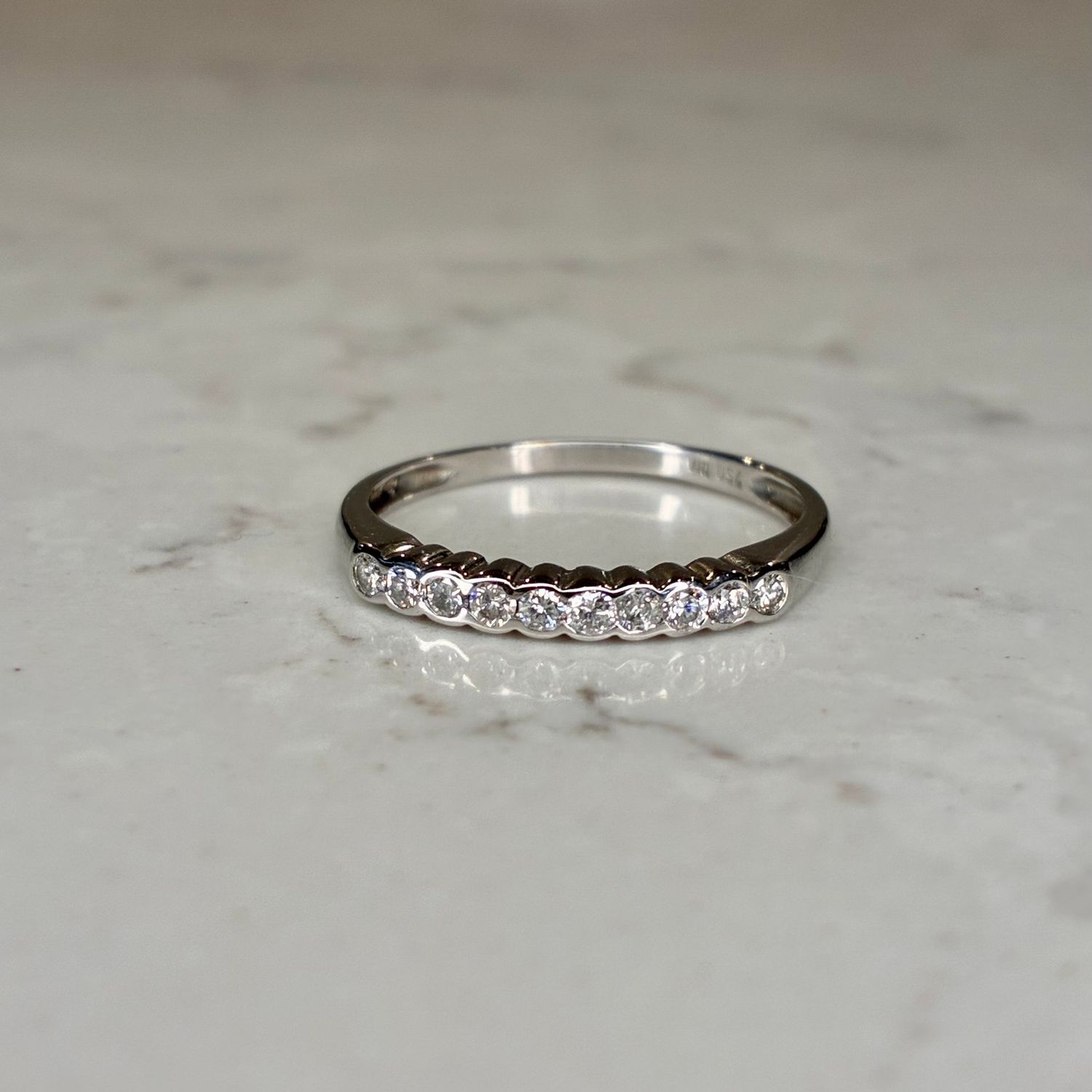 18ct white gold half-hoop diamond ring