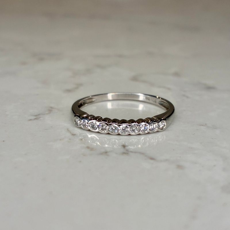 18ct white gold half-hoop diamond ring