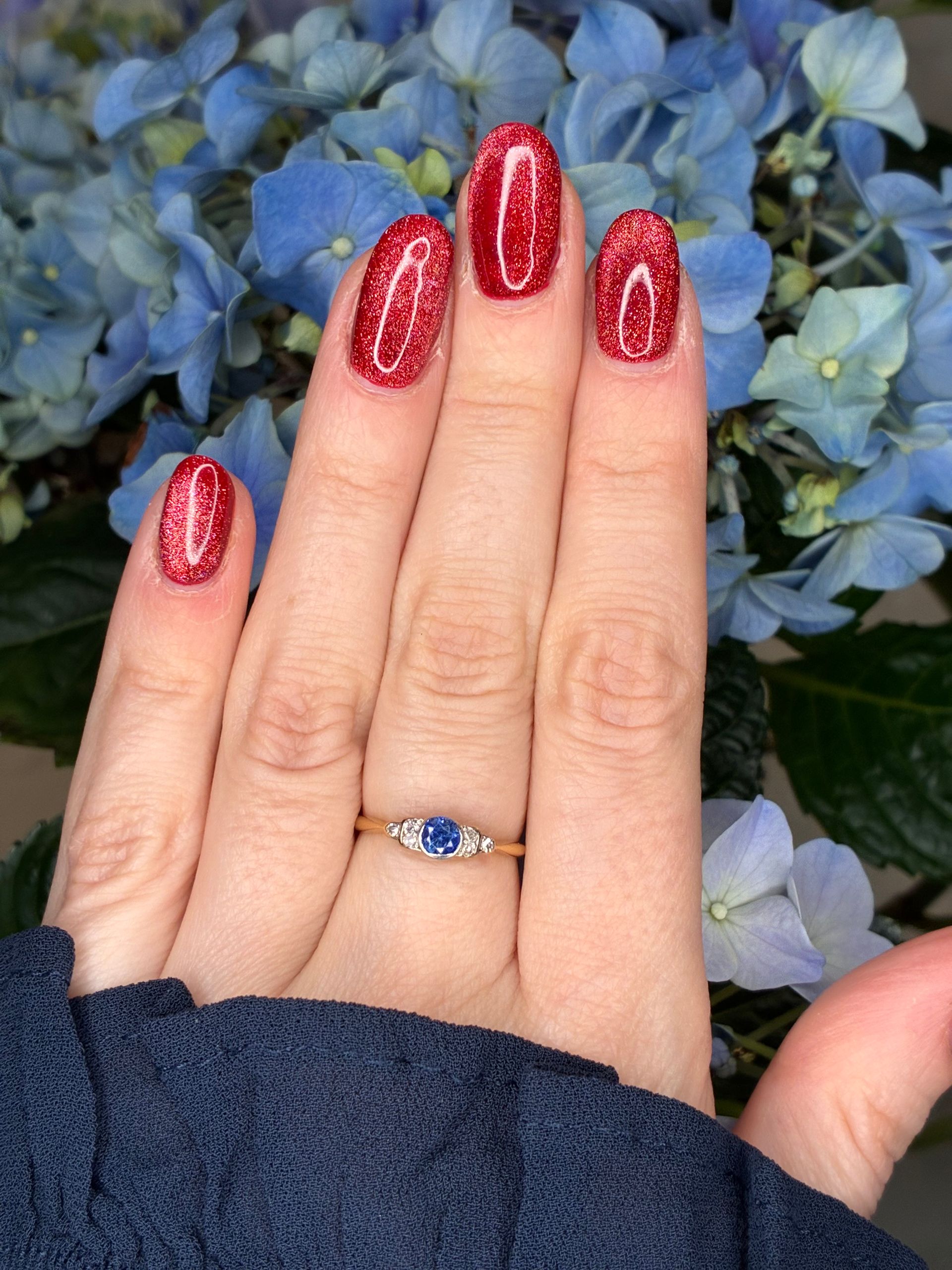 Antique 18ct yellow gold and platinum sapphire & diamond ring