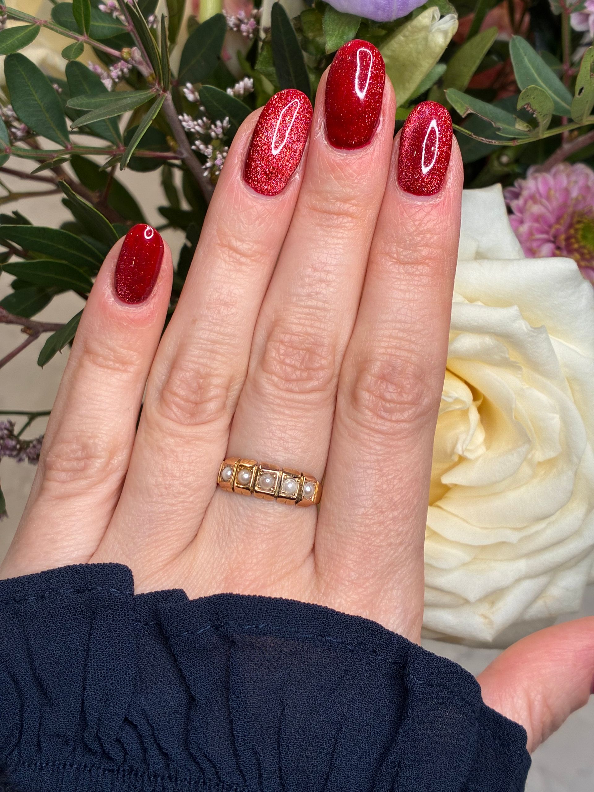 Antique 15ct yellow gold pearl ring