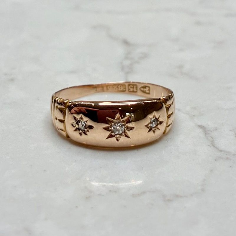 Victorian 15ct yellow gold triple starburst ring