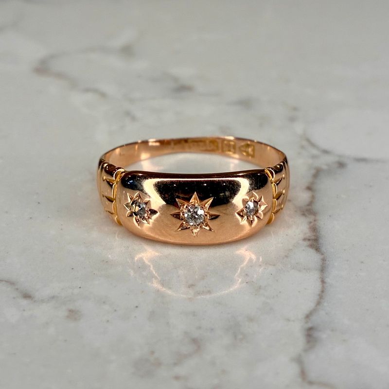 Victorian 15ct yellow gold triple starburst ring