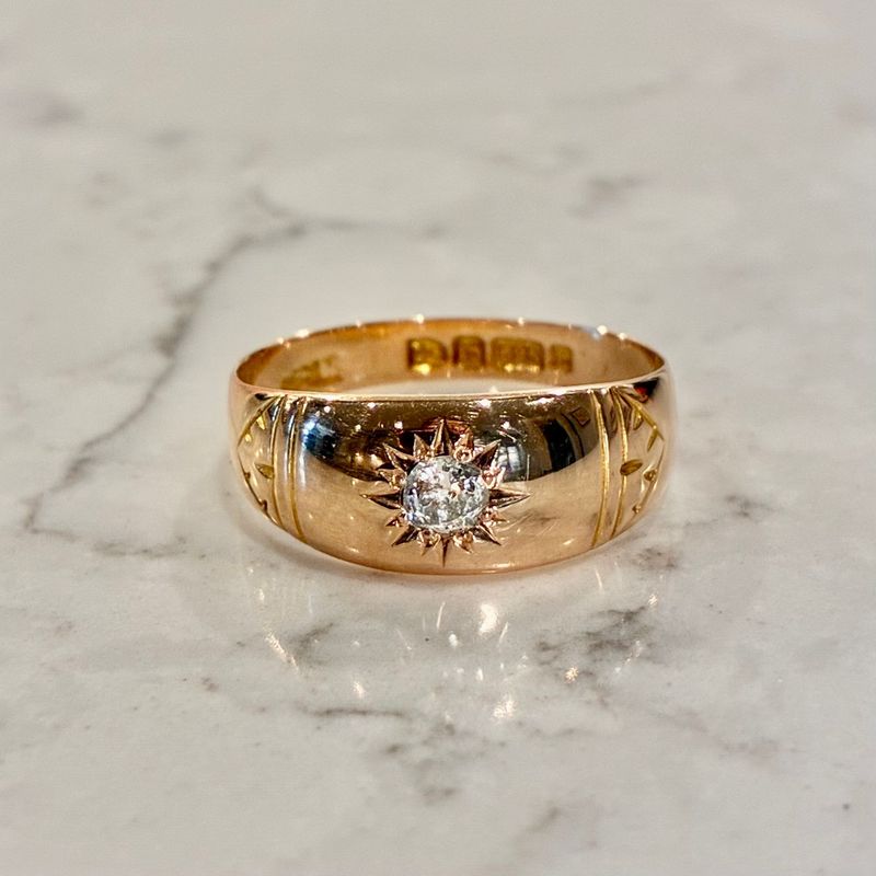 Victorian 15ct yellow gold single sunburst ring