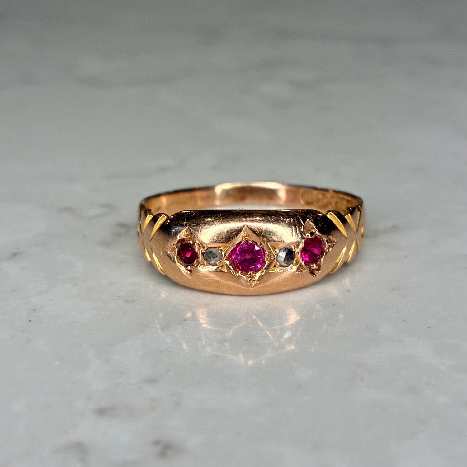 Victorian 15ct yellow gold ruby and diamond ring Victorian 15ct yellow gold ruby and diamond ring