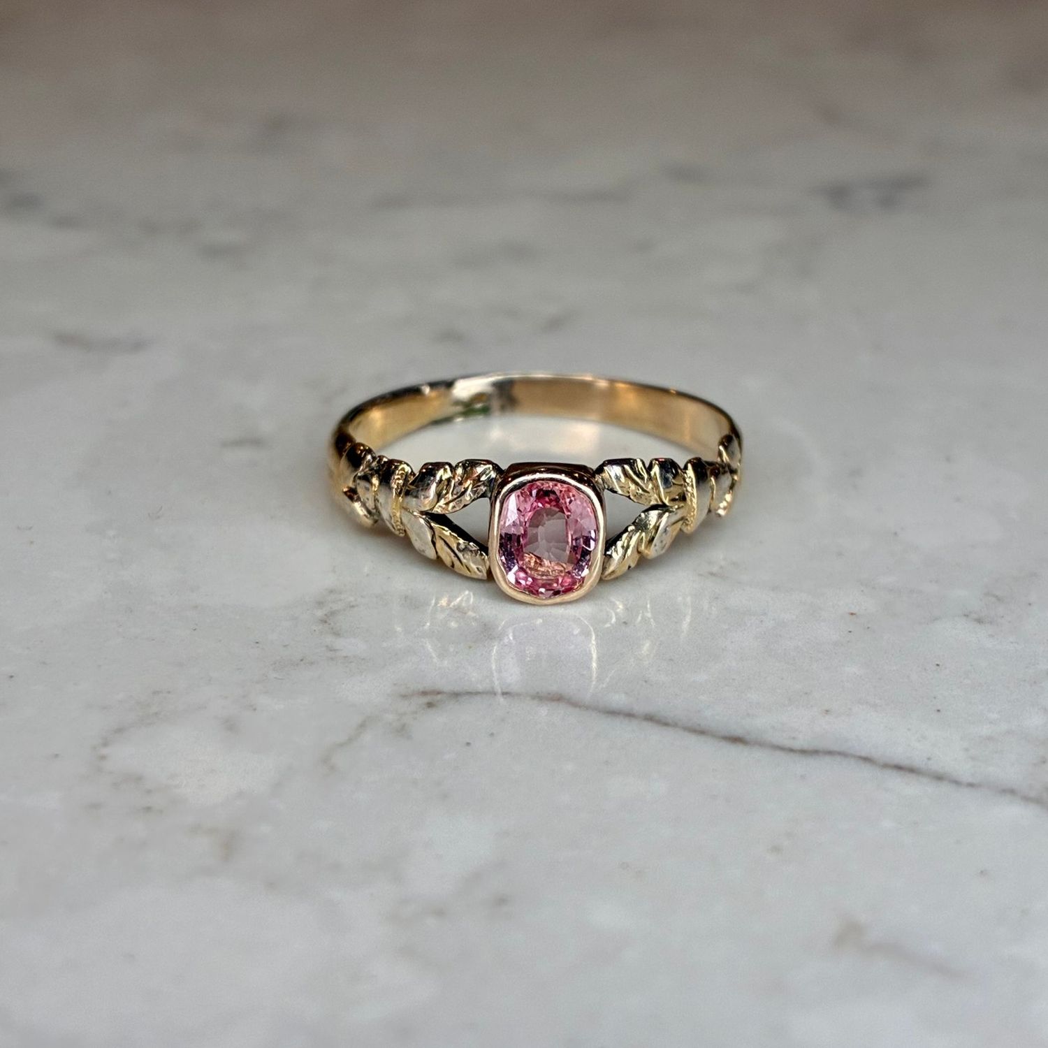 Antique pink sapphire single-stone ring