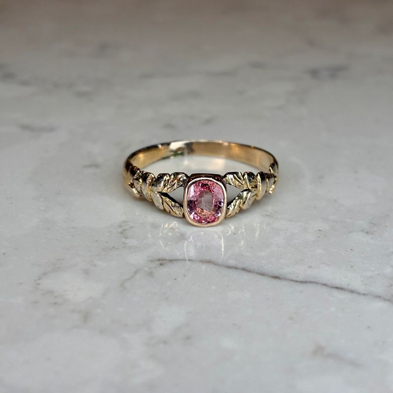 Antique pink sapphire single-stone ring