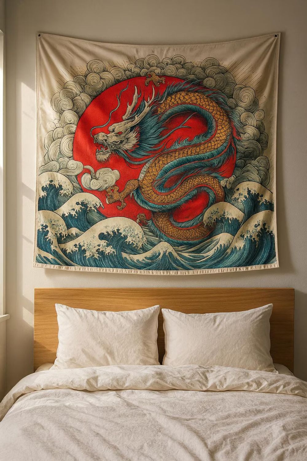 Great Wave Kanagawa Dragon Tapestry – Japanese Wall Hanging