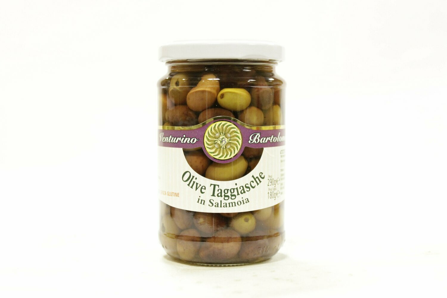 Taggiasca kivelliset oliivit suolavedessä | Taggiasca Whole Olives In Brine | VENTURINO | 290g