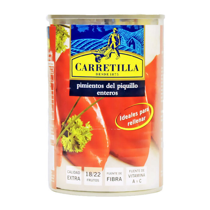 Pimientos Del Piquillo, paahdetut punaiset paprikat (18-22 kpl) | CARRETILLA | 410g
