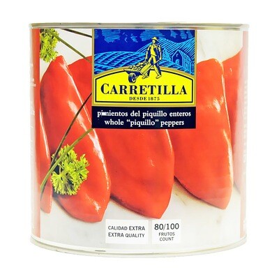 Pimientos Del Piquillo, paahdetut punaiset paprikat (18-22 kpl) | CARRETILLA | 2,5kg