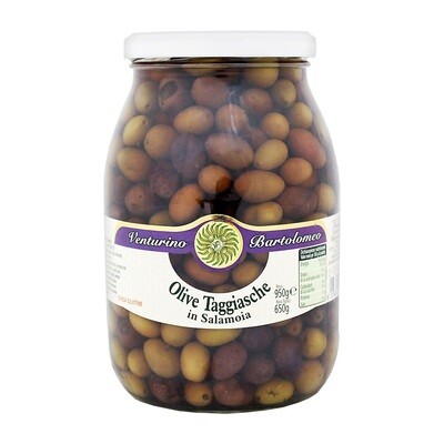 Taggiasca kivelliset oliivit suolavedessä | Taggiasca Whole Olives in Brine | VENTURINO | 950g