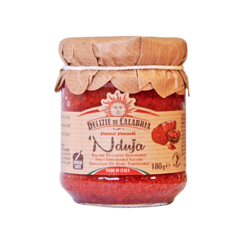 ‘Nduja de Calabria Mausteinen Salamilevite | Spicy Spreadable Salami | DELIZIE DI CALABRIA | 180 g