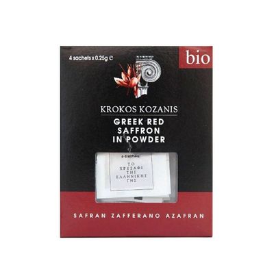 Jauhettu kreikkalainen punainen sahrami KROKOS KOZANIS (4*0,25 g) 1g