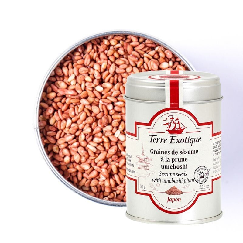 Seesaminsiemeniä umeboshi-luumulla (Japani) | TERRE EXOTIQUE | 60g Seesaminsiemeniä umeboshi-luumulla (Japani) | TERRE EXOTIQUE | 60g