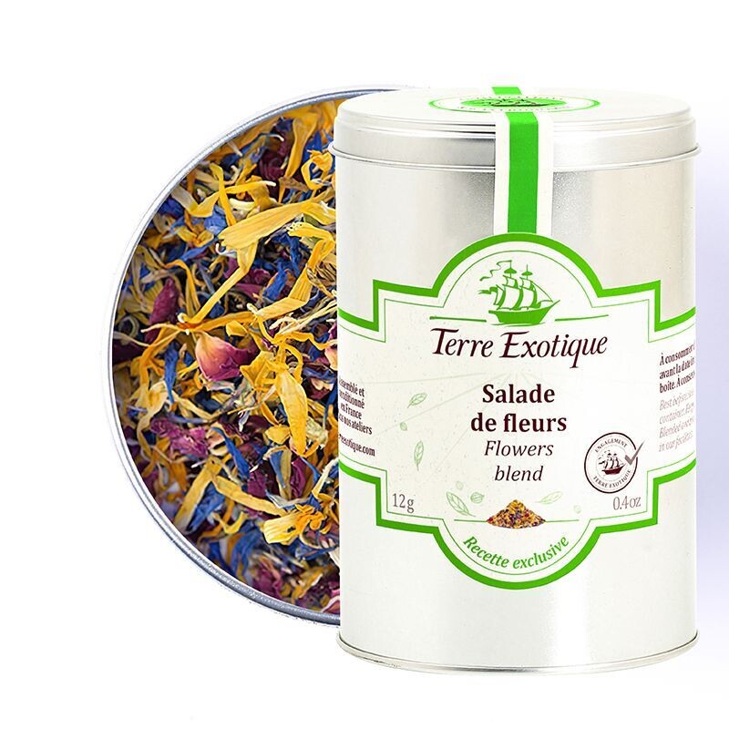 Kukkasekoitus salaattiin (kehäkukka, ruiskukka, ruusu) | Mix Of Flowers | TERRE EXOTIQUE | 12 g Kukkasekoitus salaattiin (kehäkukka, ruiskukka, ruusu) | Mix Of Flowers | TERRE EXOTIQUE | 12 g