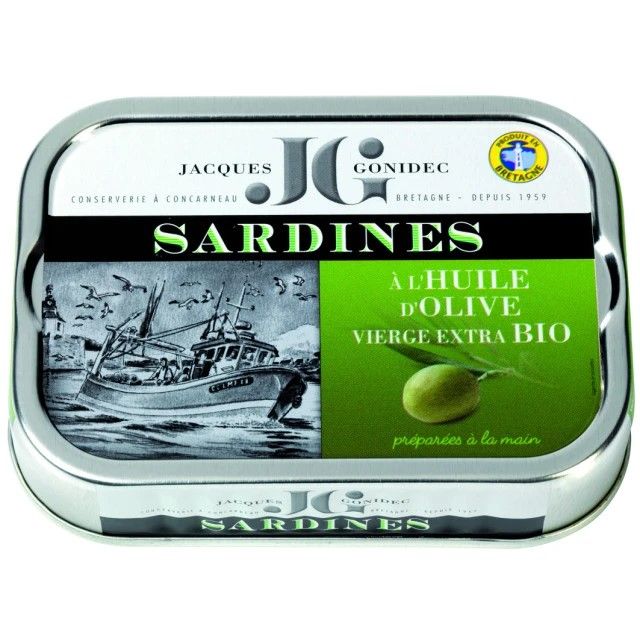 Sardiinet oliiviöljyllä | Sardines in EVOO | JACQUES GONIDEC | 115 g