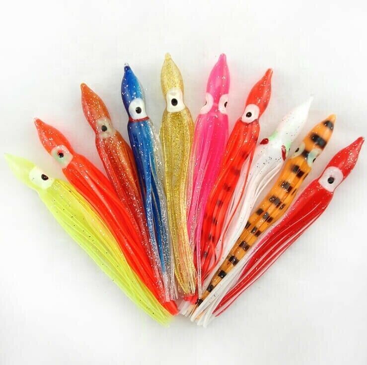Octopus Squid Skirt Lure Saltwater Soft Fishing Lure 9cm