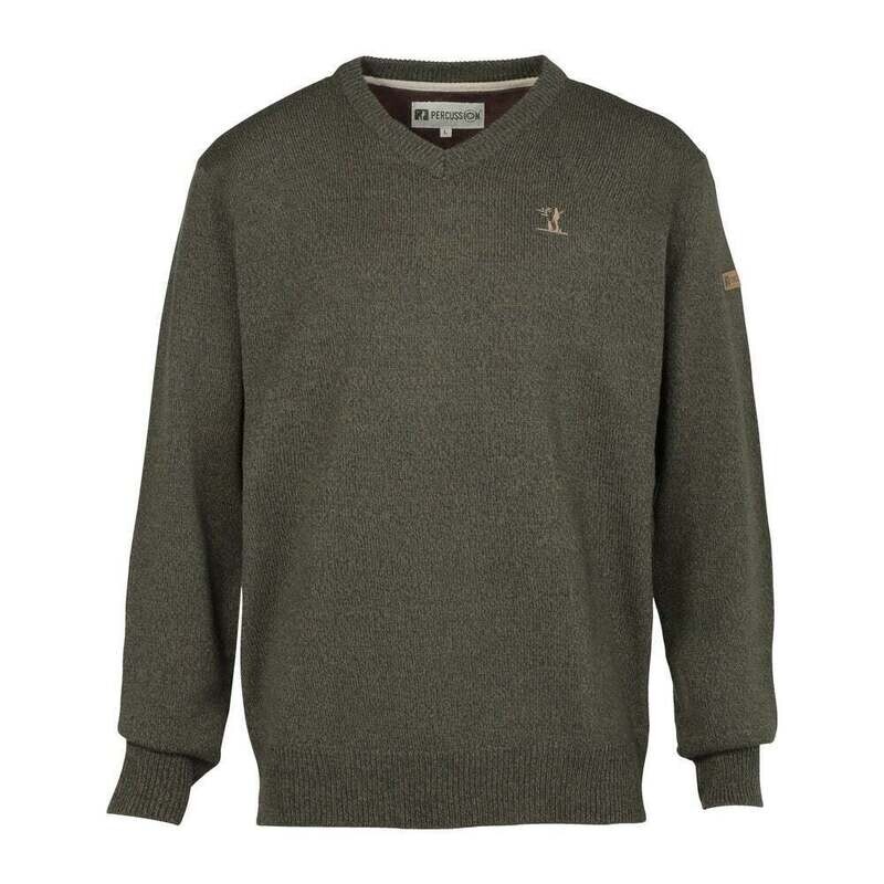 Hunting V-Neck Sweater Khaki  Percussion (15121)