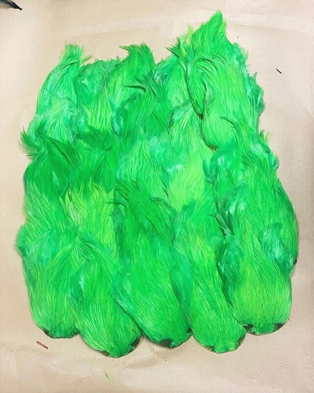 Indian Cock Cape Dyed - Superb Quality - Flu Green Gordon Griffiths