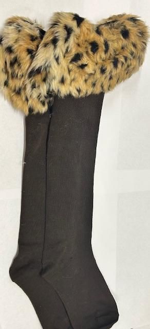 House of Tweed Boot Socks Pack Of Two Leopard and Grey